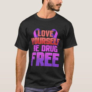 Wees drugsvrij hou van jezelf Paarse lint T-shirt