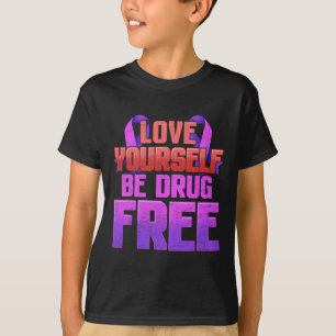 Wees drugsvrij hou van jezelf Paarse lint T-shirt