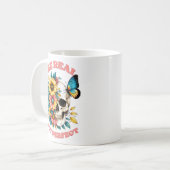 "Wees echt niet perfect" Floral Skull Butterfly Koffiemok (Voorkant links)