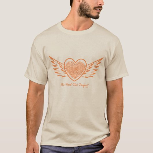 'Wees echt, niet perfect' heren T-shirt (Voorkant)