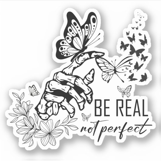Wees echt, niet perfect | Leraar appreciatie gesch Sticker (Voorkant)