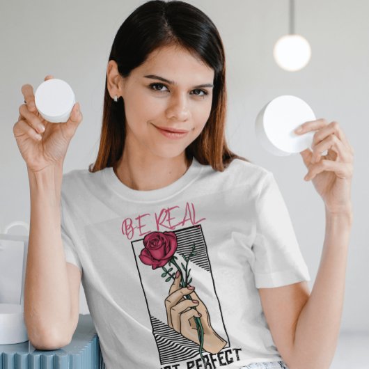 Wees echt niet perfect motivatie bloem t-shirt