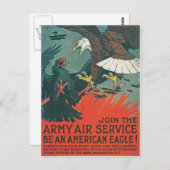 "Wees een Amerikaanse Eagle", RESTORED Army Air Po Briefkaart (Voorkant / Achterkant)