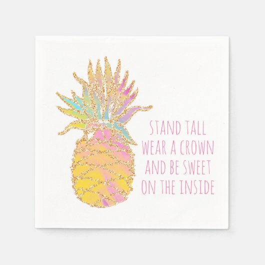 Wees een Ananas Schattigee Regenboog & Gouden Anan Servet (Voorkant)