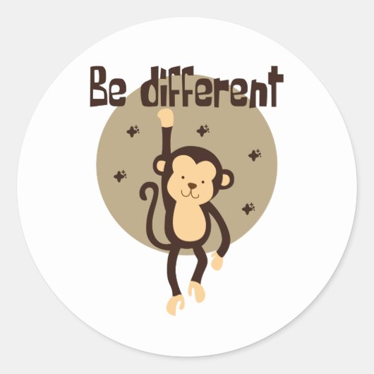 Wees een andere Kawaii Brown aap die aanstaat Ronde Sticker (Voorkant)