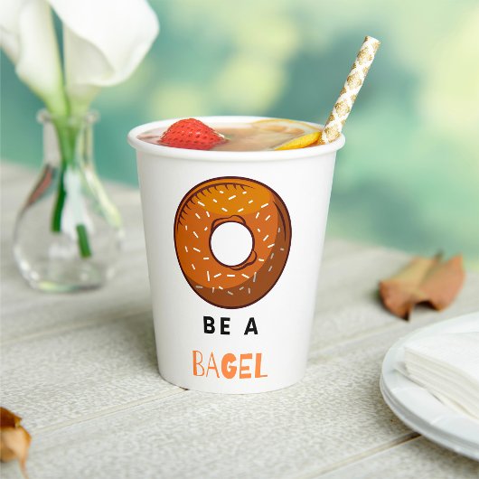 Wees een Bagel Funny Food Pun Bagel Lover Design Papieren Bekers