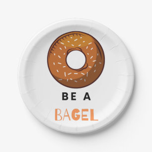 Wees een Bagel Funny Food Pun Bagel Lover Design Papieren Bordje
