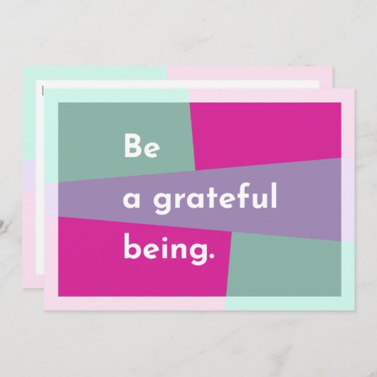 Wees een dankbaar wezen bedankkaart (Voorkant / Achterkant)