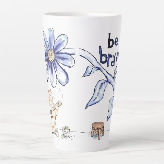 Wees een dappere kattenmuzikant latte mok (Voorkant)