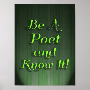 Wees een dichter en weet het grappig gedicht sloga poster
