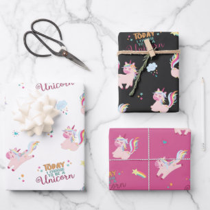 Wees een eenhoorn regenboog motivatie regenboog inpakpapier vel