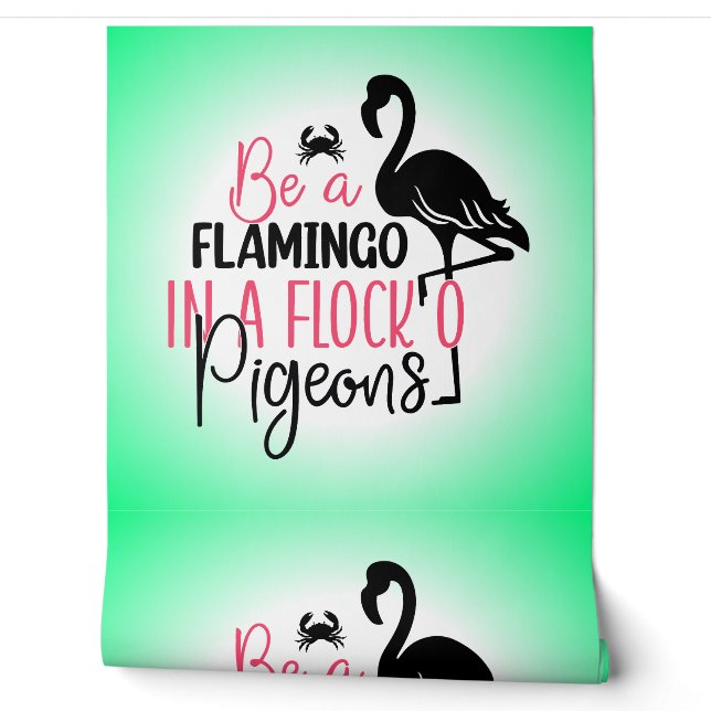 Wees een flamingo in een kudde duiven behang (Afrollen)