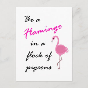 Wees een Flamingo in een kudde duiven Briefkaart