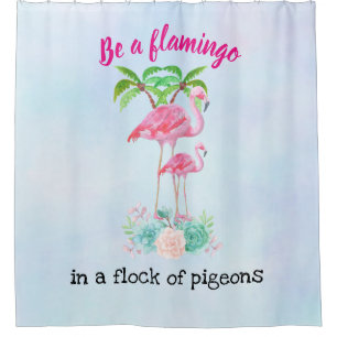 Wees een Flamingo in een kudde duiven Douchegordijn
