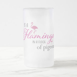 Wees een flamingo in een kudde duiven matglas bierpul