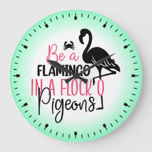Wees een flamingo in een zwerm duiven-27308 grote klok