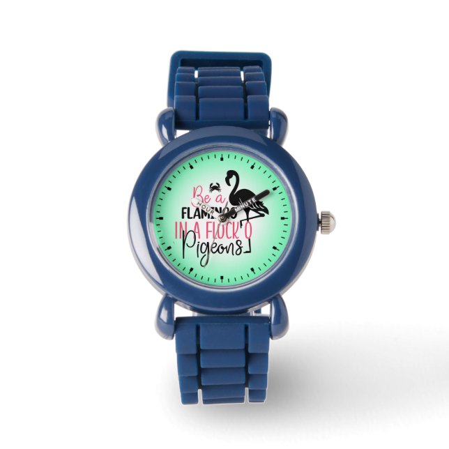 Wees een flamingo in een zwerm duiven-27308 horloge (Voorkant)