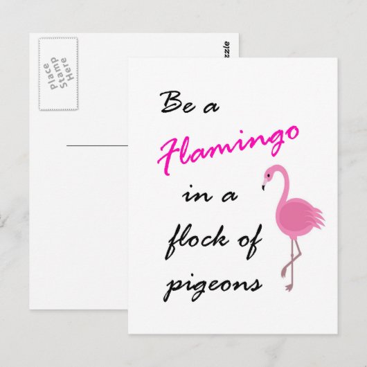 Wees een Flamingo in een zwerm duiven Briefkaart (Voorkant / Achterkant)