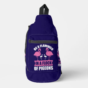 Wees een flamingo in een zwerm duiven sling bag