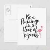 Wees een flamingo - Inspirerend Kaart (Voorkant / Achterkant)