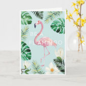 Wees een Flamingo Verjaardag Kaart (Gele Bloem)