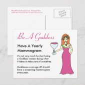 Wees een godin, heb een Mammogram Wine Goddess BCA Briefkaart (Voorkant / Achterkant)
