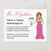 Wees een godin, heb een Mammogram Wine Goddess BCA Briefkaart (Voorkant)