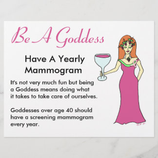 Wees een godin, heb een Mammogram Wine Goddess BCA Flyer