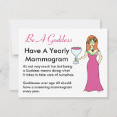 Wees een godin, heb een Mammogram Wine Goddess BCA Kaart (Voorkant)