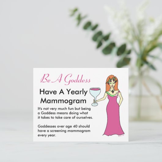 Wees een godin, heb een Mammogram Wine Goddess BCA Kaart (Staand voorkant)