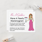 Wees een godin, heb een Mammogram Wine Goddess BCA Kaart (Voorkant / Achterkant in situ)