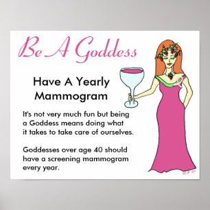 Wees een godin, heb een Mammogram Wine Goddess BCA Poster
