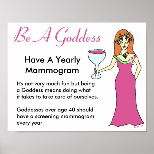 Wees een godin, heb een Mammogram Wine Goddess BCA Poster (Voorkant)