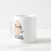 Wees een goed voorbeeld van grappige eierspin koffiemok (Voorkant links)