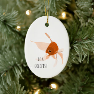 wees een goudvis oranje zwart minimalistische illu keramisch ornament