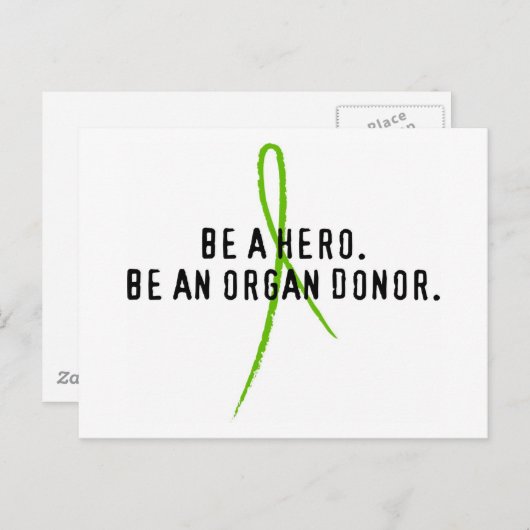 Wees een held. Een orgaandonor zijn. Briefkaart (Voorkant / Achterkant)