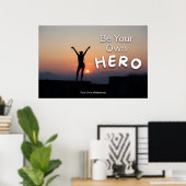 "Wees een Held" Positieve Spreuk "Wanddecoratie &  Poster (Thuiskantoor)