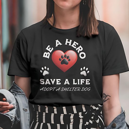 Wees een held, red een leven, adopteer een opvangh t-shirt