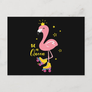 Wees Een Koningin Roze Flamingo Schaats Roller Vro Briefkaart