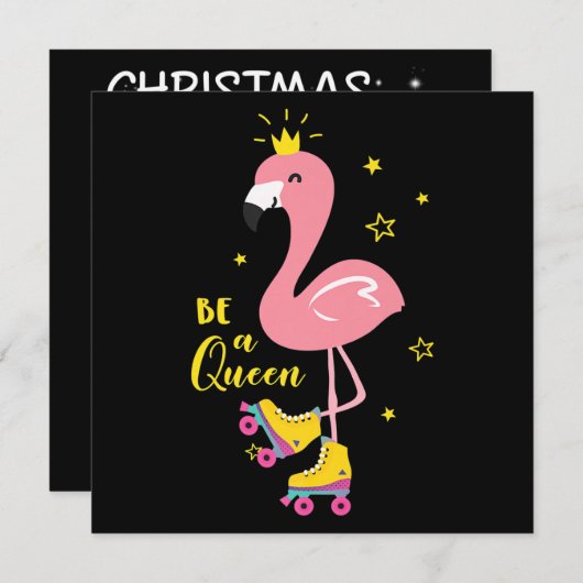 Wees Een Koningin Roze Flamingo Schaats Roller Vro Kaart (Voorkant / Achterkant)