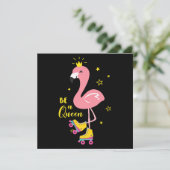 Wees Een Koningin Roze Flamingo Schaats Roller Vro Kaart (Staand voorkant)