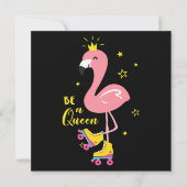 Wees Een Koningin Roze Flamingo Schaats Roller Vro Kaart (Voorkant)