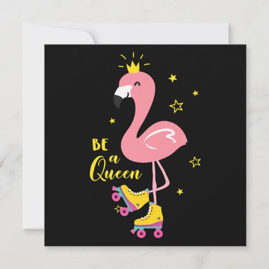 Wees Een Koningin Roze Flamingo Schaats Roller Vro Kaart (Voorkant)
