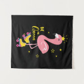 Wees Een Koningin Roze Flamingo Schaats Roller Vro Wandkleed (Voorkant (horizontaal))
