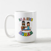Wees een leuke menselijke retro groovy hippie vibe koffiemok (Links)