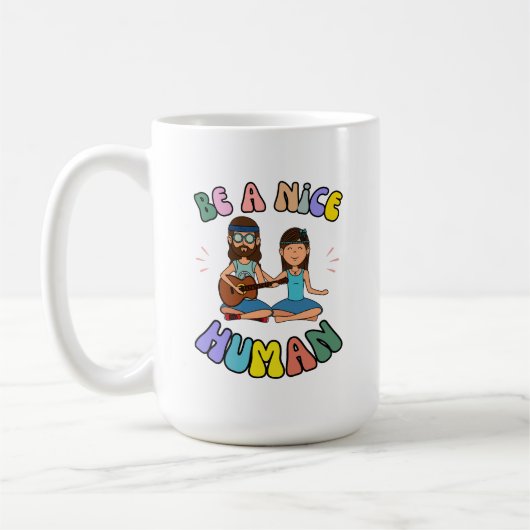 Wees een leuke menselijke retro groovy hippie vibe koffiemok (Links)