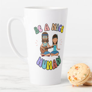 Wees een leuke menselijke retro groovy hippie vibe latte mok