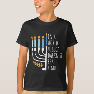 Wees een licht gelukkig Hanukkah Menora Joods Cade T-shirt