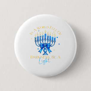 Wees een licht gelukkige Hanukka Menorah Joods Cad Ronde Button 5,7 Cm