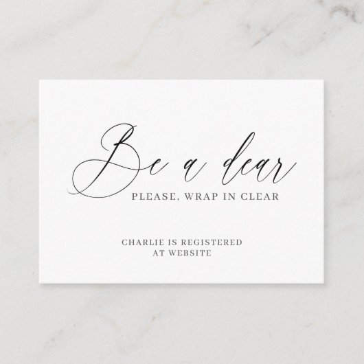 Wees een lieve wrap in Clear Simple Modern Informatiekaartje (Voorkant)